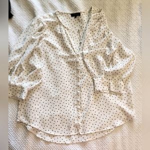 White/ black polka dots blose word once.